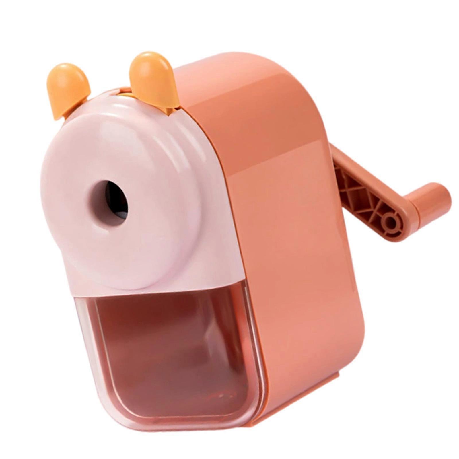 Multi Size Compatible Manual Sharpener Adjustable Opening Plastic Hand Crank Mechanism For Artists  Pink