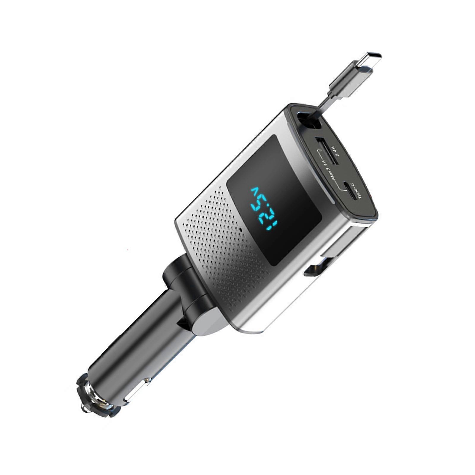 65W USB C Car Charger 3 in 1 Retractable Designs Vehicle Charger LED Display Charger for Phone & OS system Conformity Multicolor