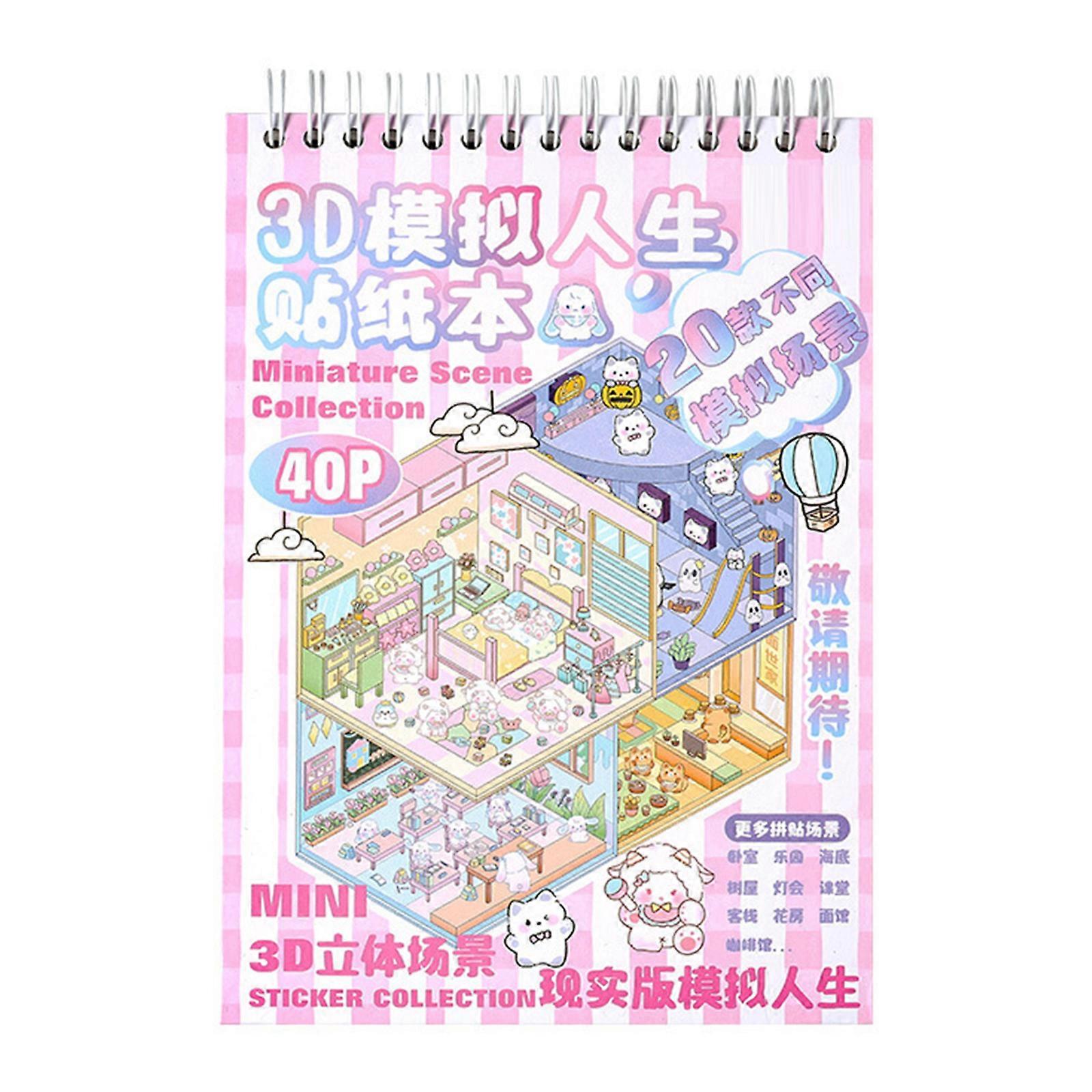 Stress Relief Scene Sticker Activity Sticker Book 3D Landscape Design Art Project With Multiple Themes For Preschoolers Multicolor