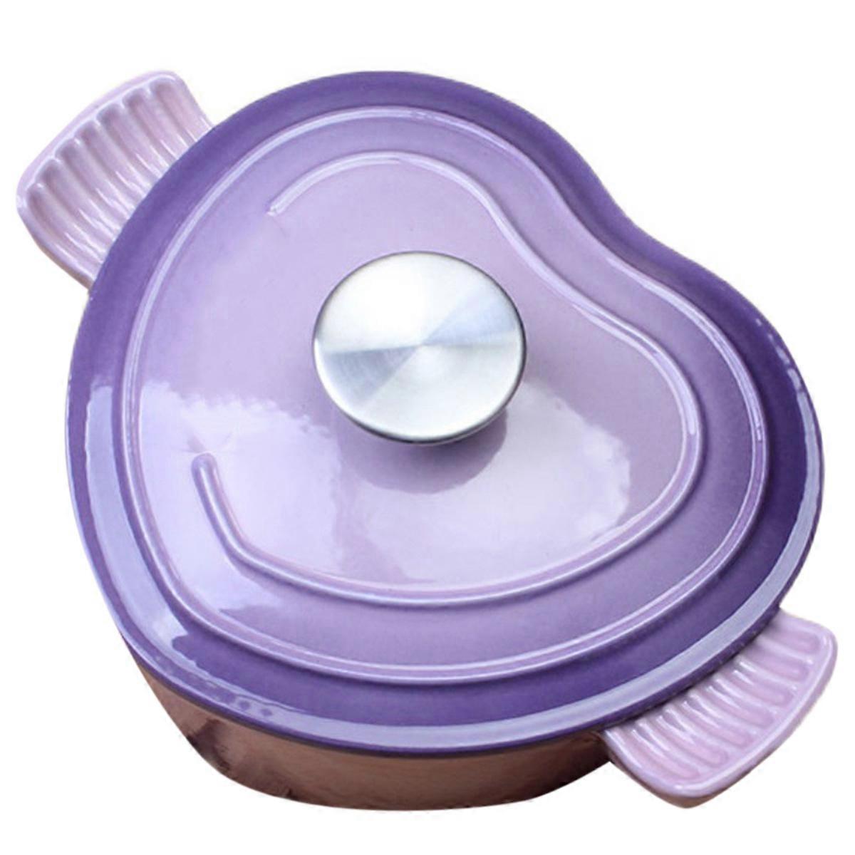 Preminum Cast Iron Dutch Oven with Lid, Heart-Shape Enameled Soup Pot for All Stove Tops,Suitable for Stew Baking Slow A