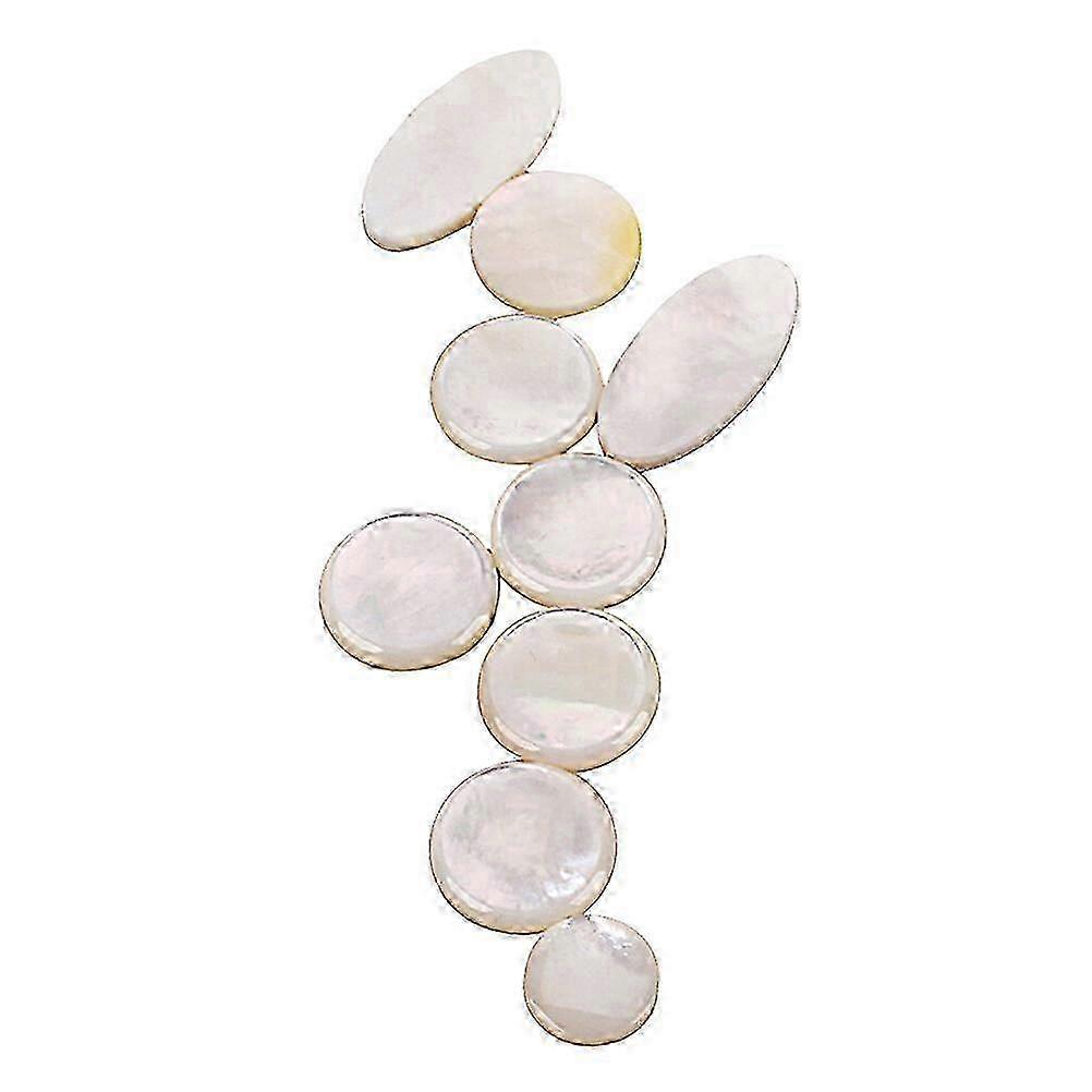 9pcs/set Alto Tenor Soprano Saxophone Sax Pearl Shell Key Buttons Inlays Accessories (White)