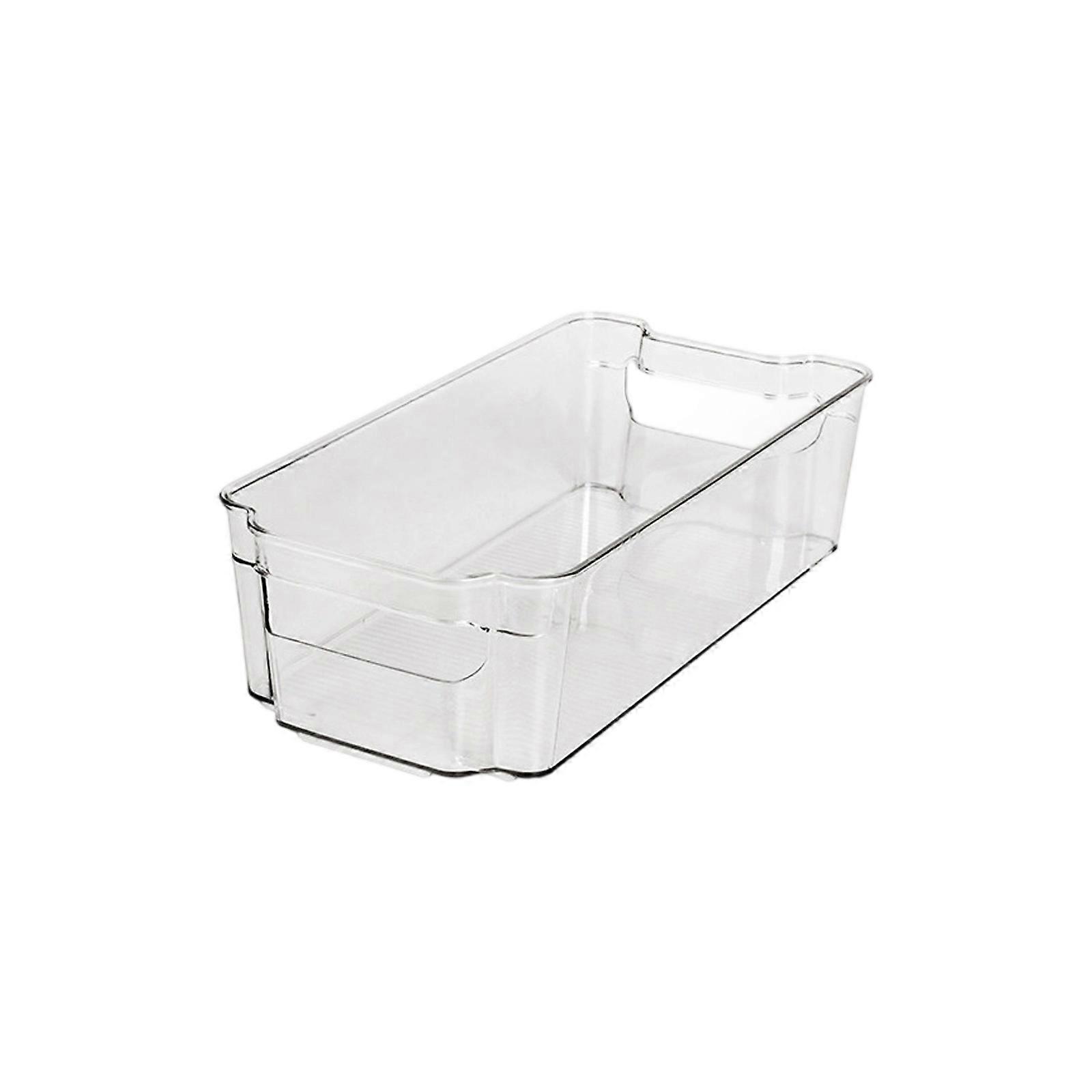 Stackable Freezer Organiser With Striped Texture Frozens Food Container Clear Drawer Organiser Tray With Handle  S