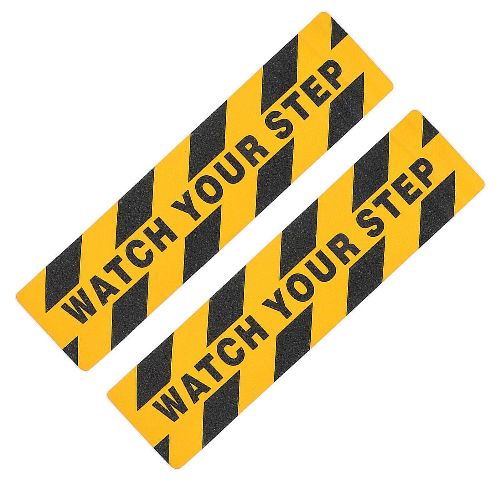 2Pcs Watch Your Step Floor Decals Warning Stickers Useful Adhesive Tapes