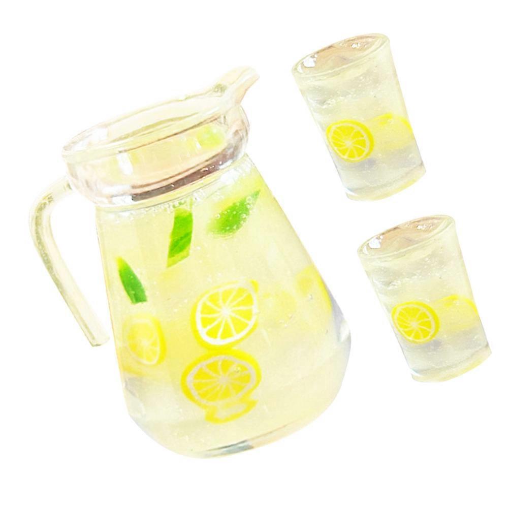 Mini Lemonade Pitcher Resin Dollhouse Set for Decor 1Set