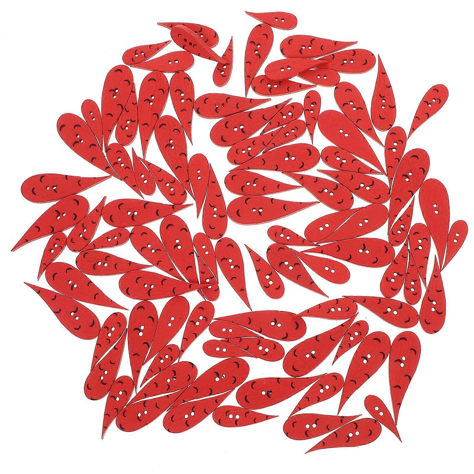 Wood Carrot Buttons Crafting Making Button for Decoration 200Pcs Pack Red