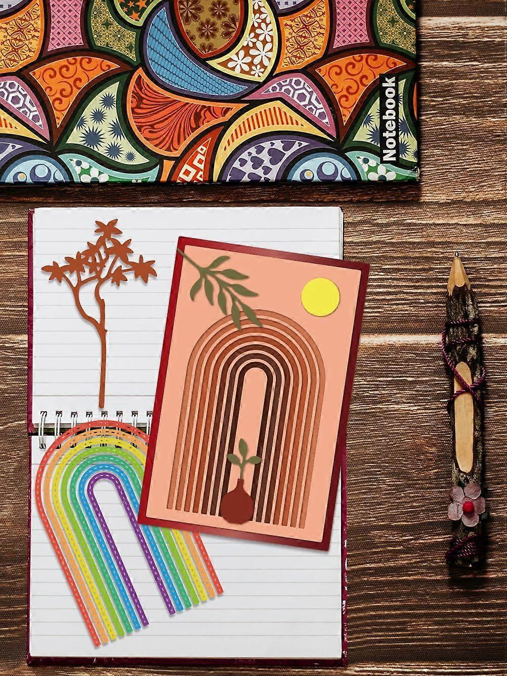 2Pcs Boho Theme Metal Die Cuts Arch DIY Craft Template Stencil Arches Frame Tree Stencil for DIY Scrapbooking Album Decorative Embossing Making 100~11