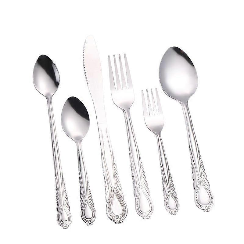 Stainless Steel Cutlery Set with Phoenix Tail Design, Rust Resistant Steak Knife and Fruit Fork for Dining