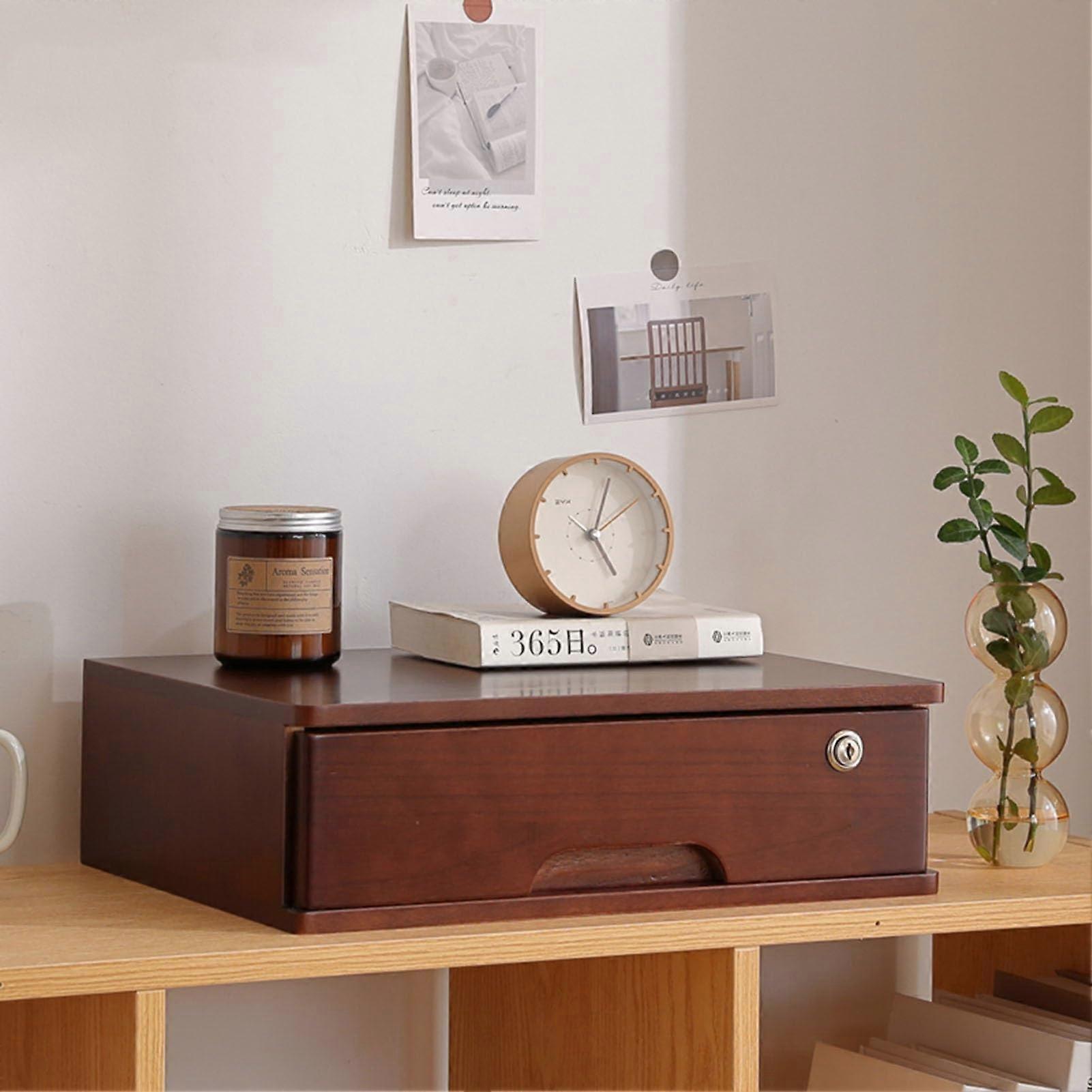 Lockable Wooden File Cabinet with Secure Drawers, A4 Document & Receipt Organizer for Desktop Office Storage, 1/2/3/4 Tier