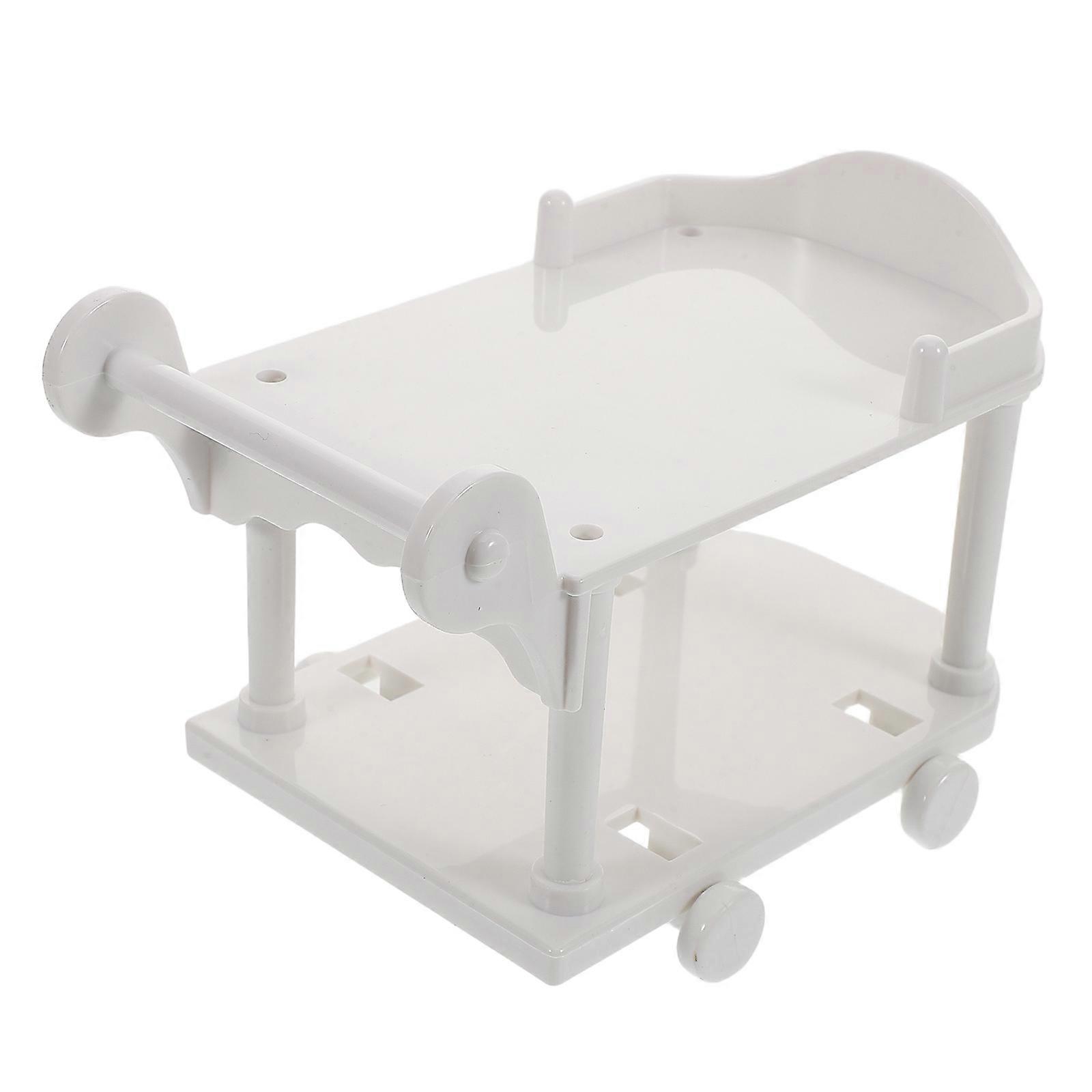 Mini Dollhouse Cart for Decor Kitchen Miniature White Plastic