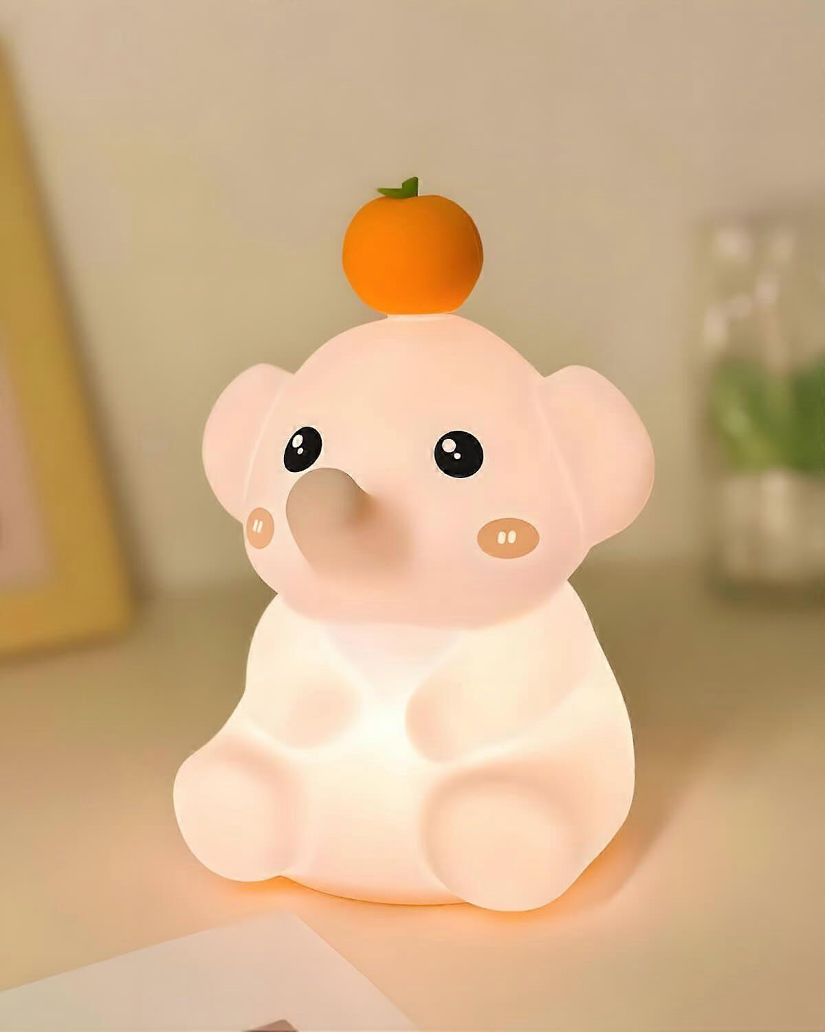Kids Night Light, Rechargeable Silicone Elephant Lamp with Touch Dimming and 30Minute Timer