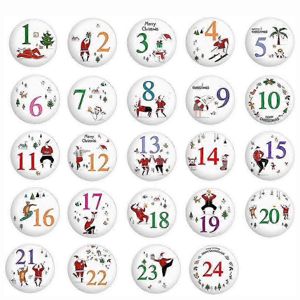 24Pcs Christmas Button Pins, Advent Calendar Number Badge Brooch for DIY Decorations