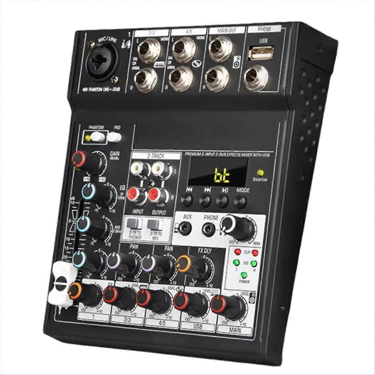 Console de mixage audio Bluetooth portable 5 canaux Carte son Lecture USB