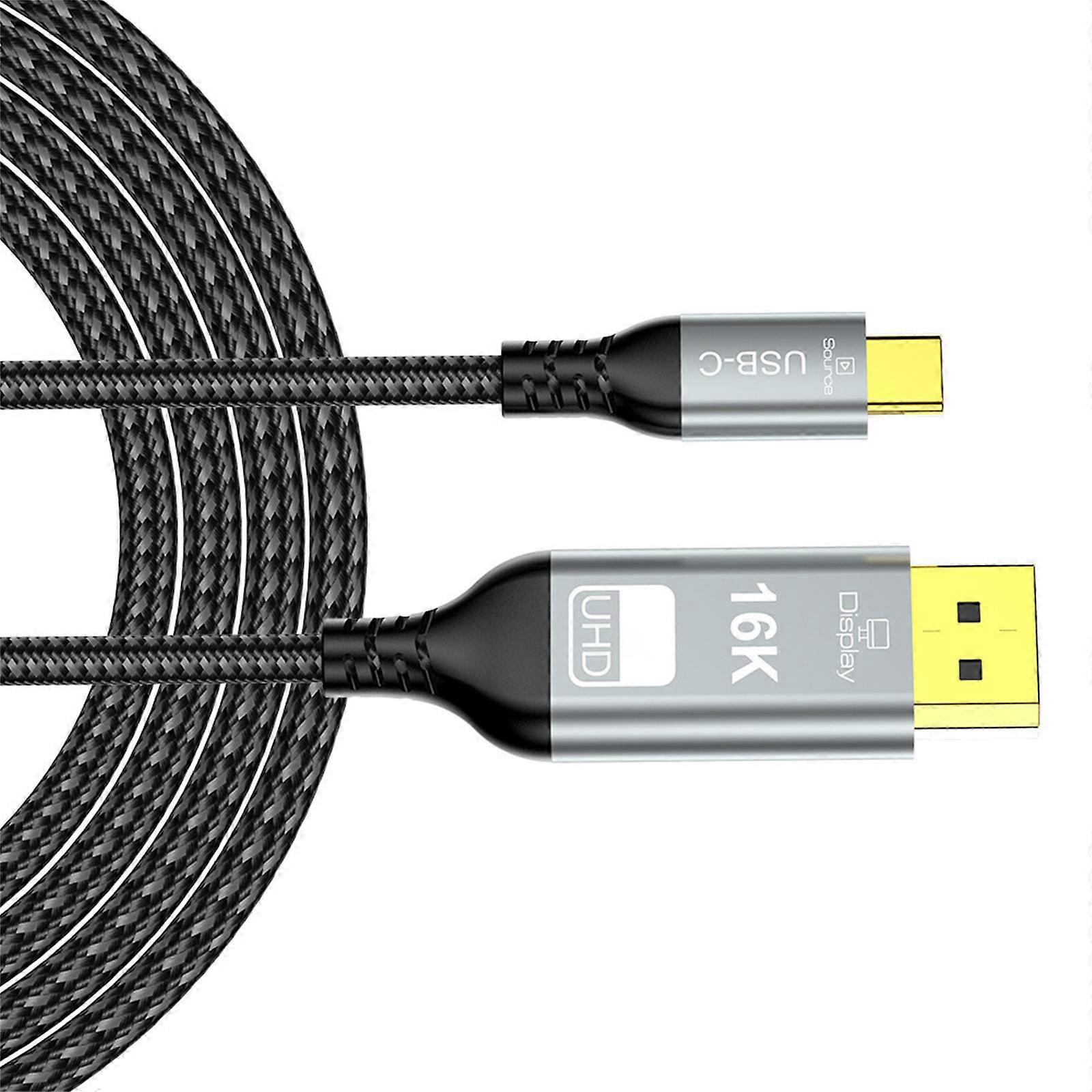 DisplayPort 2.1 Compatible USB C Cable Supporting Modes for Various Operating Systems on Laptops Multicolor