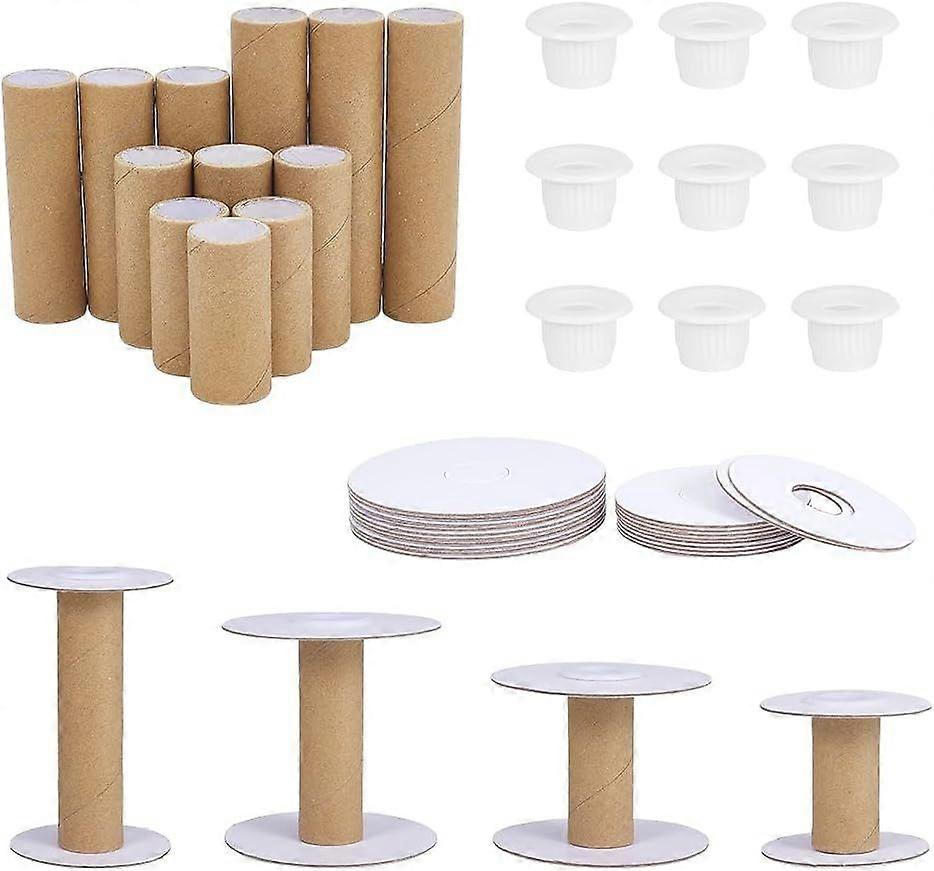 16 PCS Empty Paper Thread Spools 4 Sizes Empty Spool Textile Bobbin Empty Embroidery Thread Spool Detachable Thread Ribbon Holder Spools of Crafts for