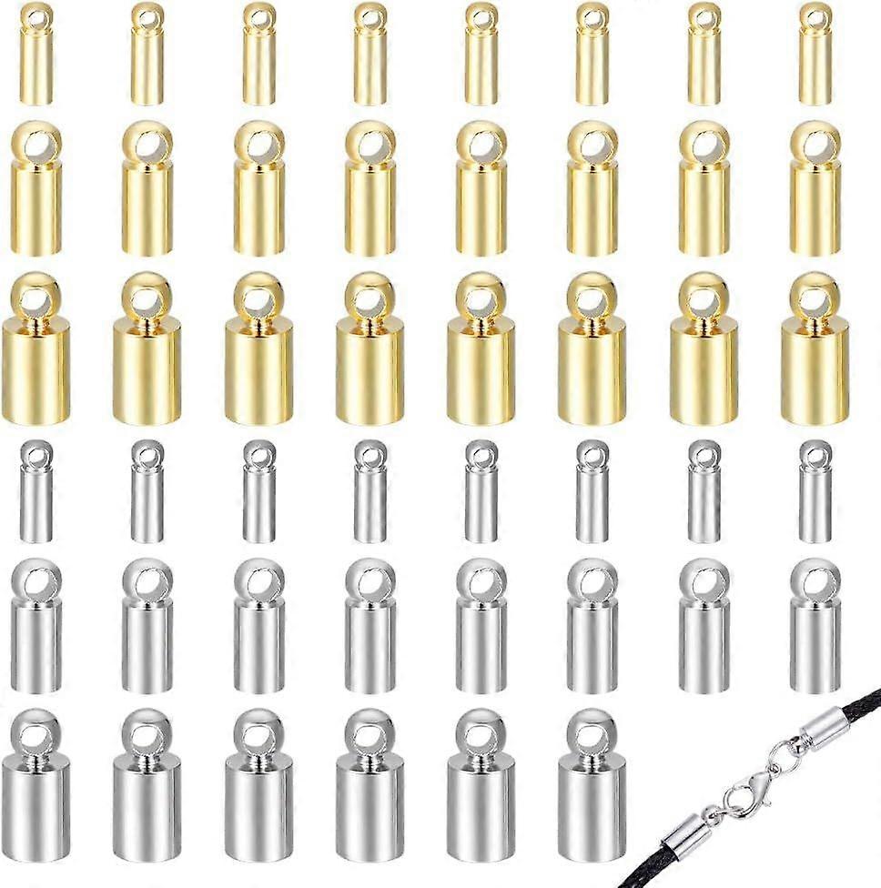 180PCS Cord Ends Caps 6 Styles Thread Ends Caps Barrel Rope Head Cap Brass Kumihimo Column Barrel Terminators for Leather Cord Tassels DIY Jewelry Mak