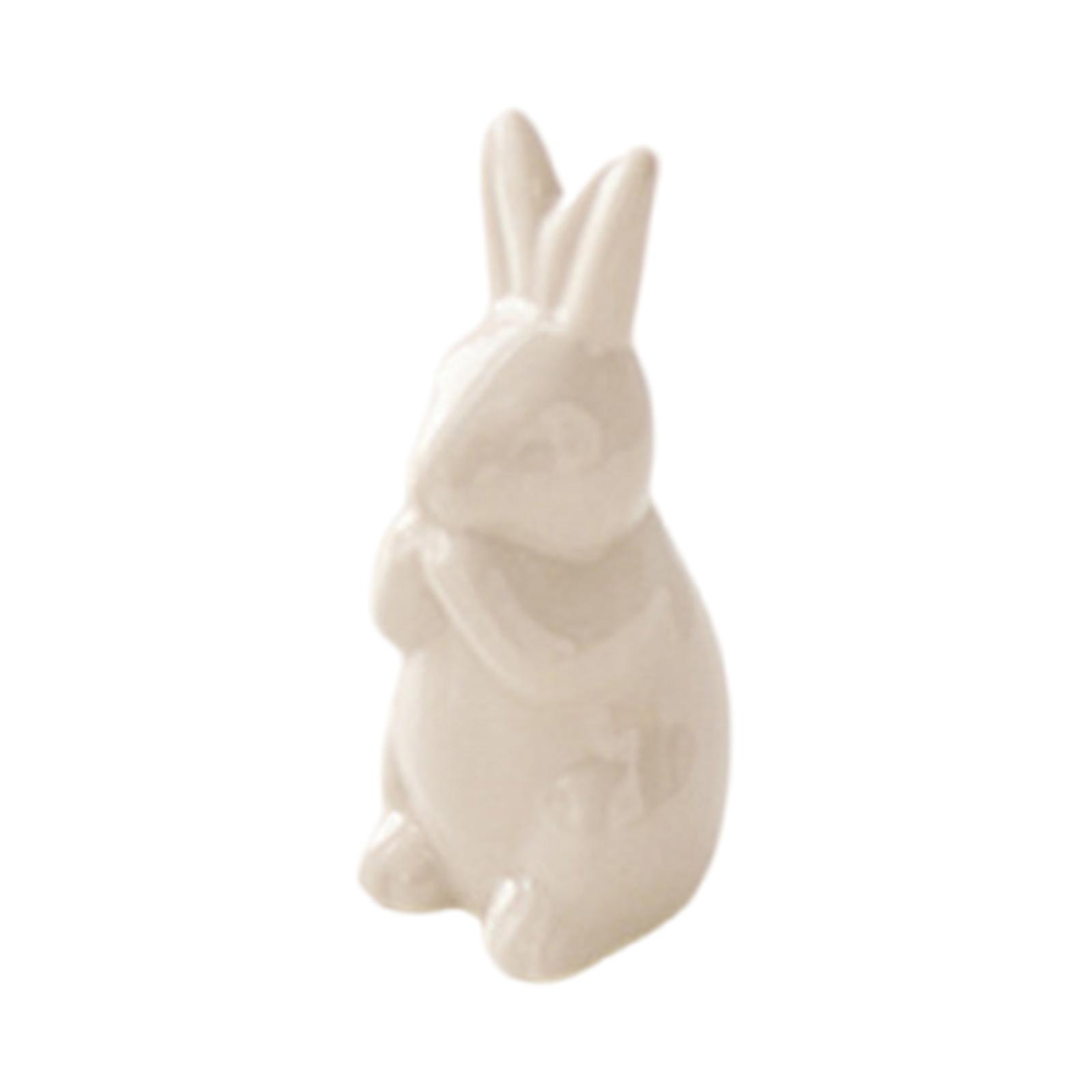 Unique Rabbit Accent, White Ceramic Rabbit Figure Table Display Addition to Your Outdoor Landscape Stylishs Party Accent Multicolor