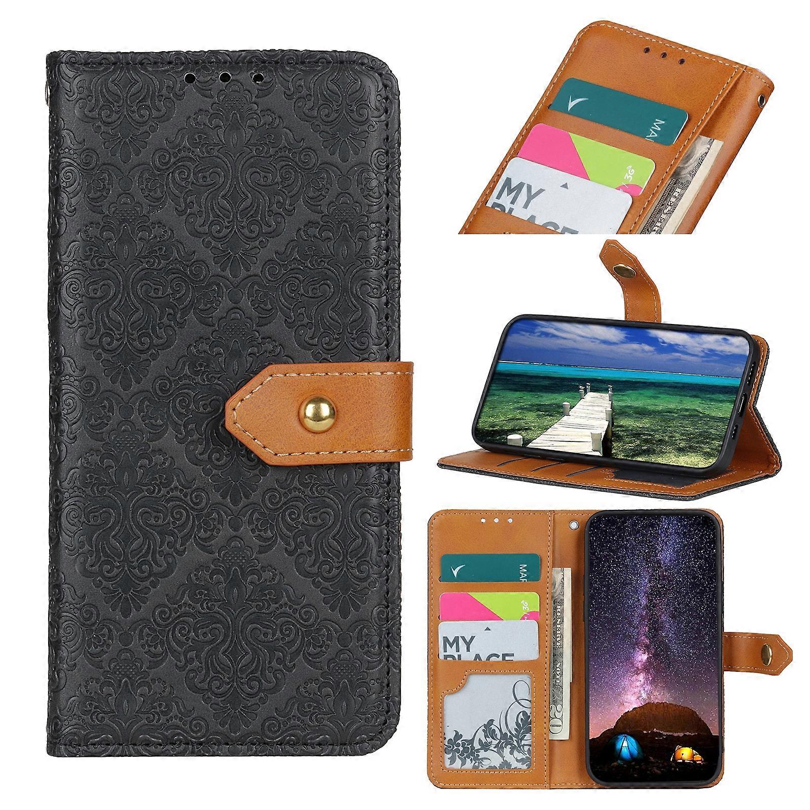 European Floral Embossed Flip Leather Phone Case