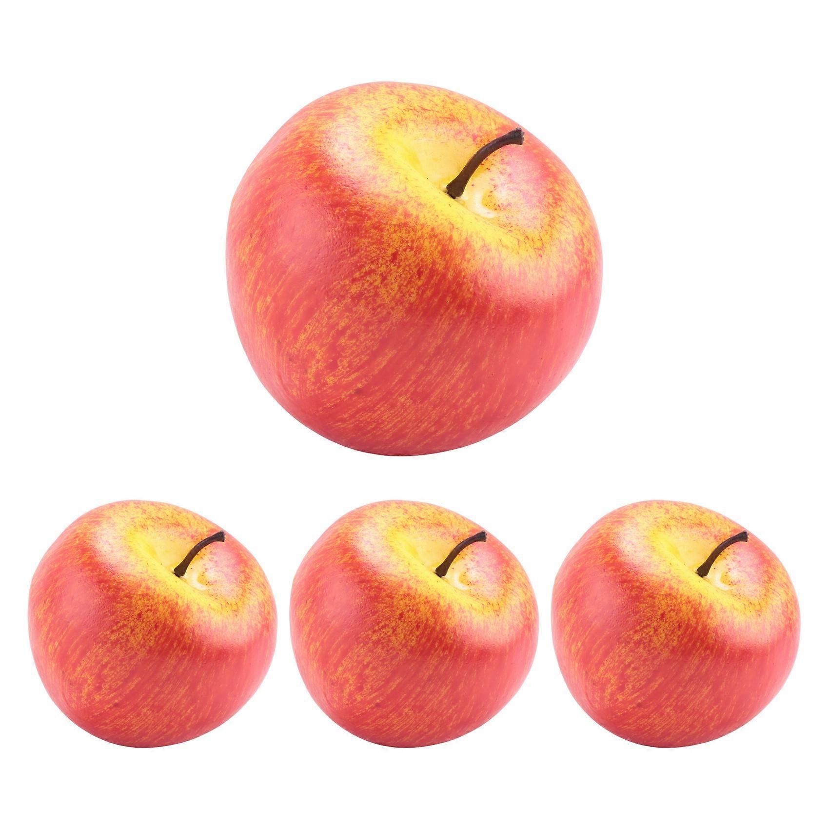 4 Large Artificial Red Apples-Decorative Fruit