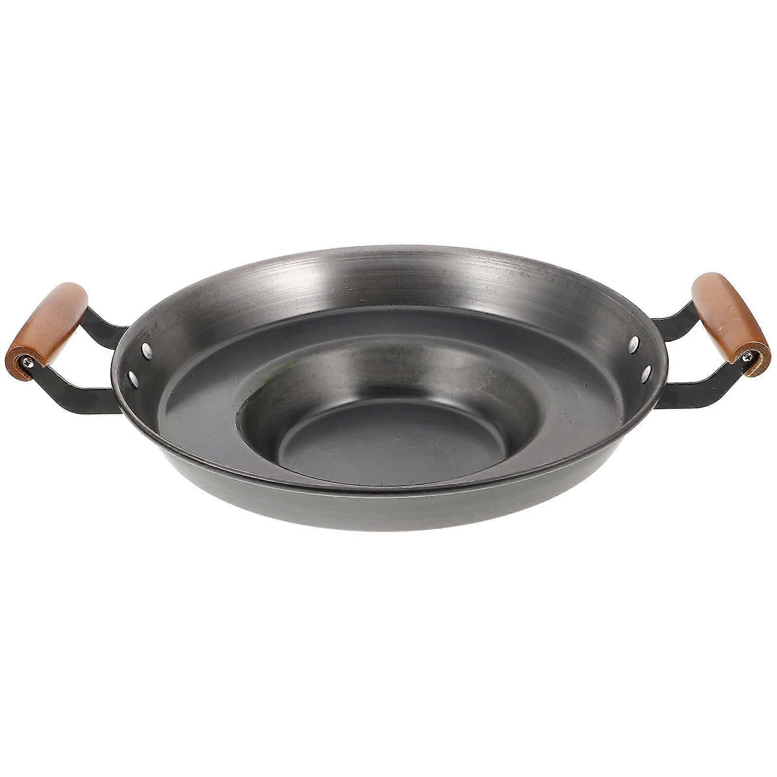 Non Stick Concave Frying Pan Cast Iron Skillet with Anti Scald Handle for Pancakes Steaks Outdoor Use