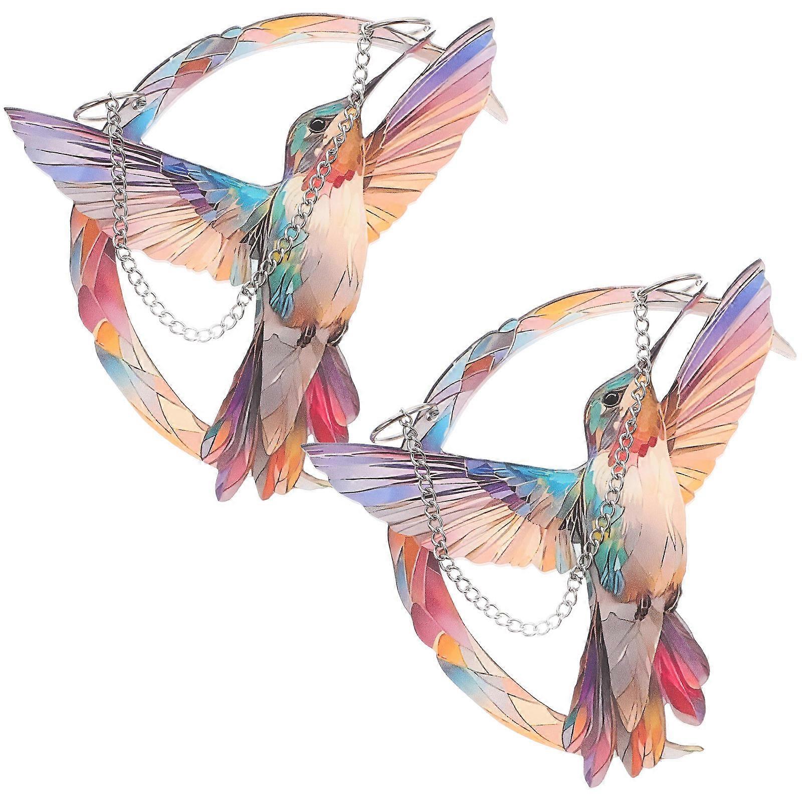 Hummingbird Acrylic Stained Window Ornament for Wall Decor 2Pcs