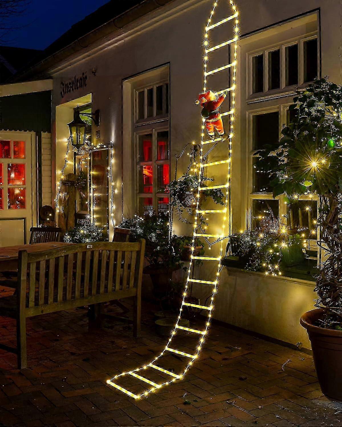 Christmas Decorative Ladder for Window with Santa Claus LED Lights