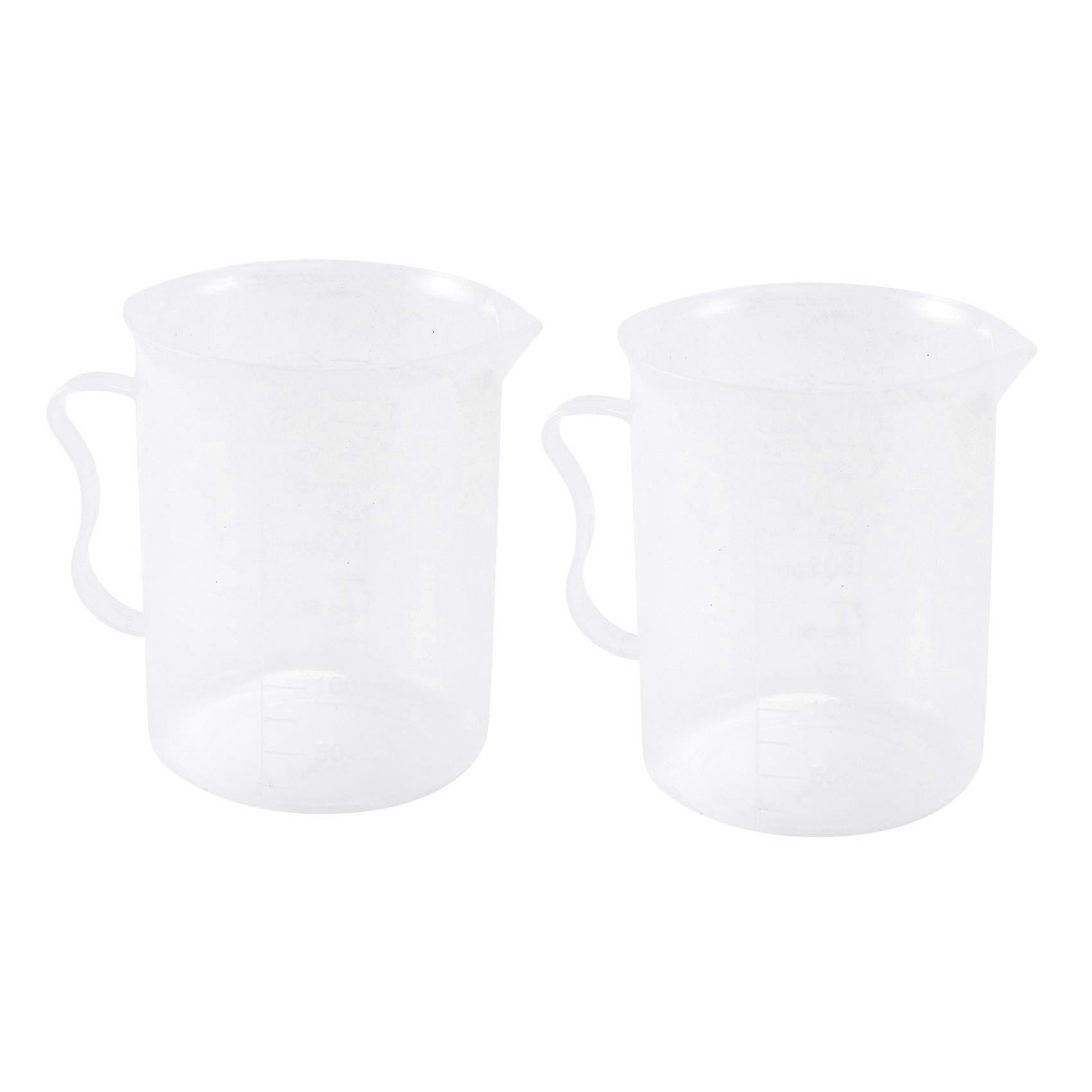 2X Measuring Jug 250ML Graduated Beaker Clear White Plastic Cup