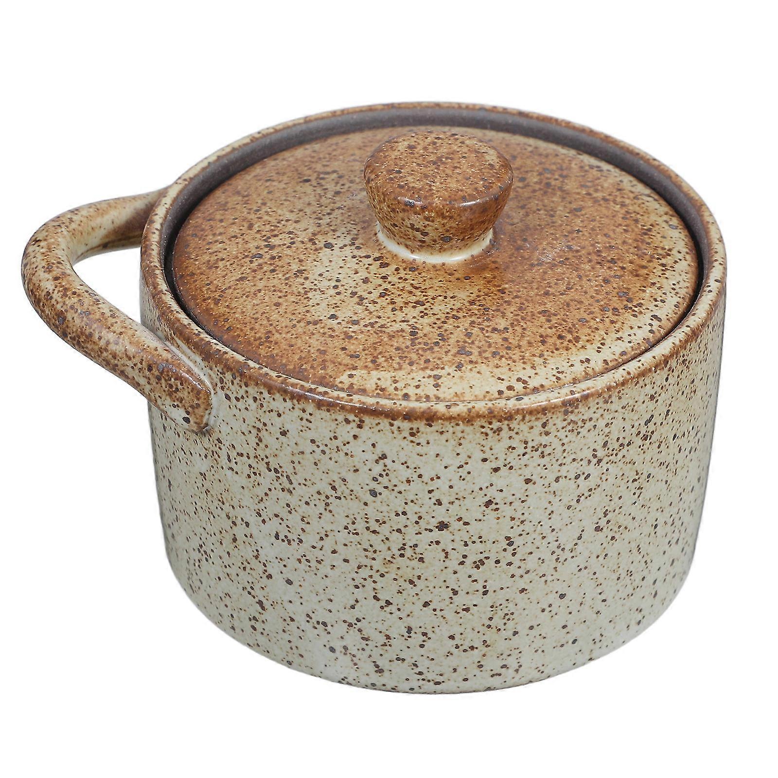 Lidded Ceramic Cooking Pot Stew Bowl for Home Use