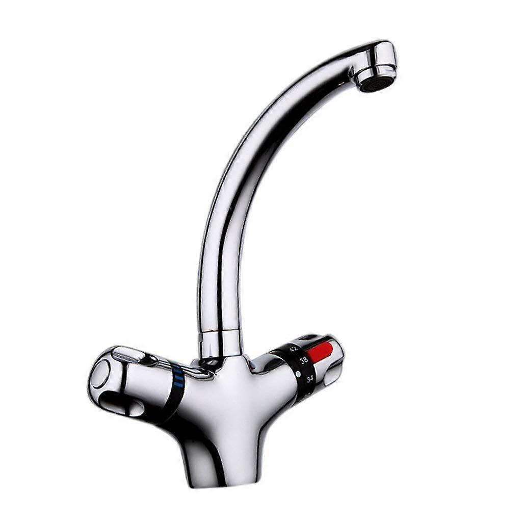 Double Handle Kitchen Sink Faucet with Precise Temperature Control and RustResistant Copper