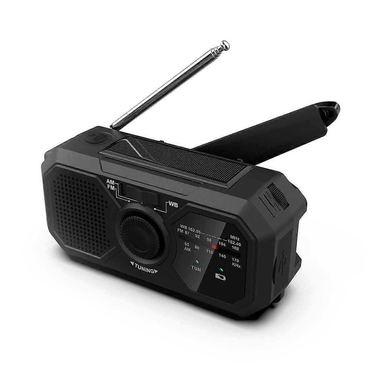 Emergency Crank Radio Solar Powered AM/FM with LED Torch USB Phone Charger for Camping