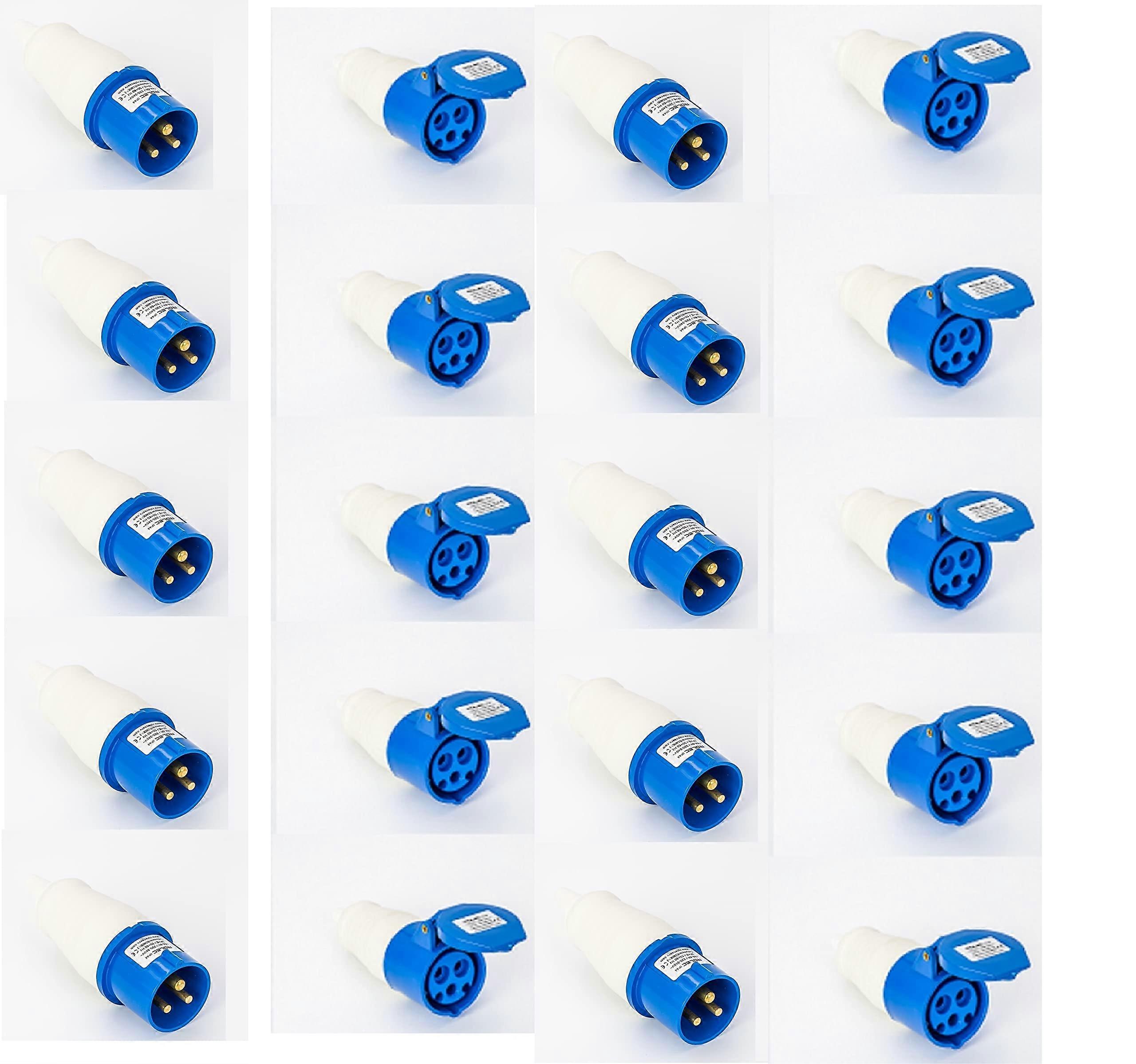 Industrial Power Socket Blue 3 Pin Connector 63A IP44 Splashproof  Impact Outdoor Use