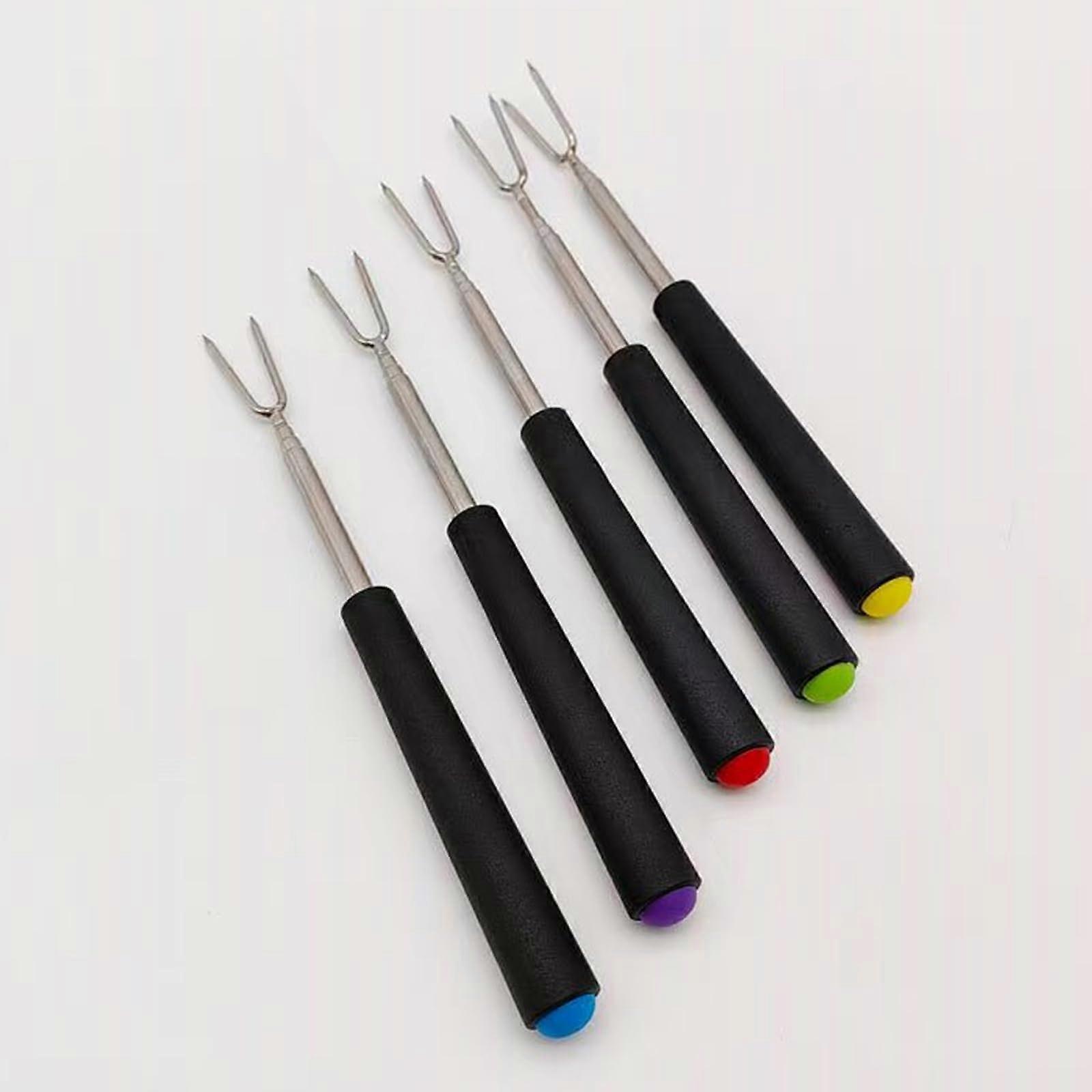 Marshmallow Roasting Sticks Set of 5, Telescoping Campfire Forks with Adjustable Handle for Fire Pit