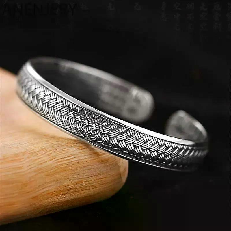 Wave Pattern Cuff Bracelets&Bangles For Men Retro Handmade Thai Silver Jewelry