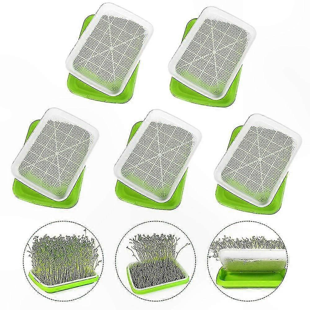 5-Pack Plastic Seed Sprouting Trays for Hydroponics, Soil-Free Growing Solution
