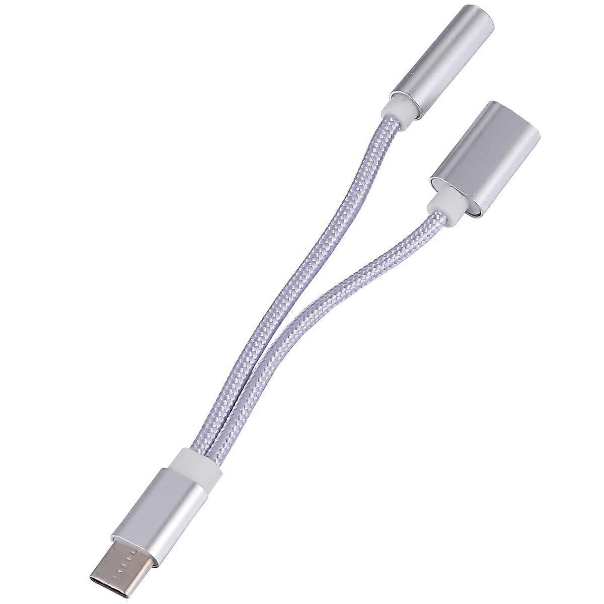 Charging Earphone Adapter Type-C Converter for 3Pcs Silver Earphone Adapter