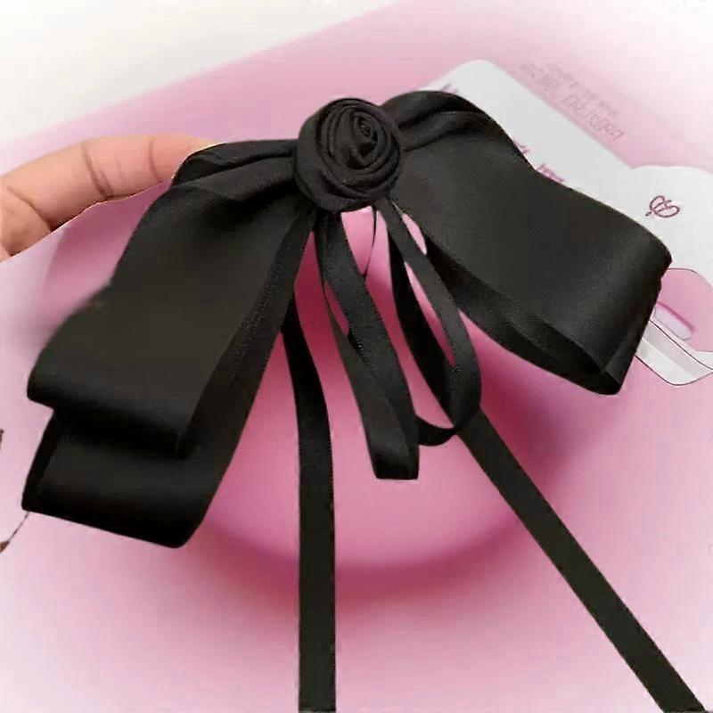 ��pingle �� cheveux en ruban avec n?ud cam��lia noir haut de gamme ; Pince �� cheveux fran?aise ��l��gante pour femme ; Accessoire de Mourning �� c