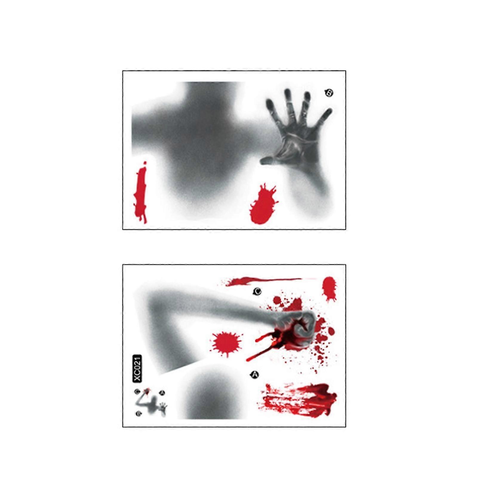 Window Sticker Removable Horror Traceless Reusable Scary Scene Layout Pvc Ghost Shadow Blood Handprint Halloween Electrostatic Window Cling For