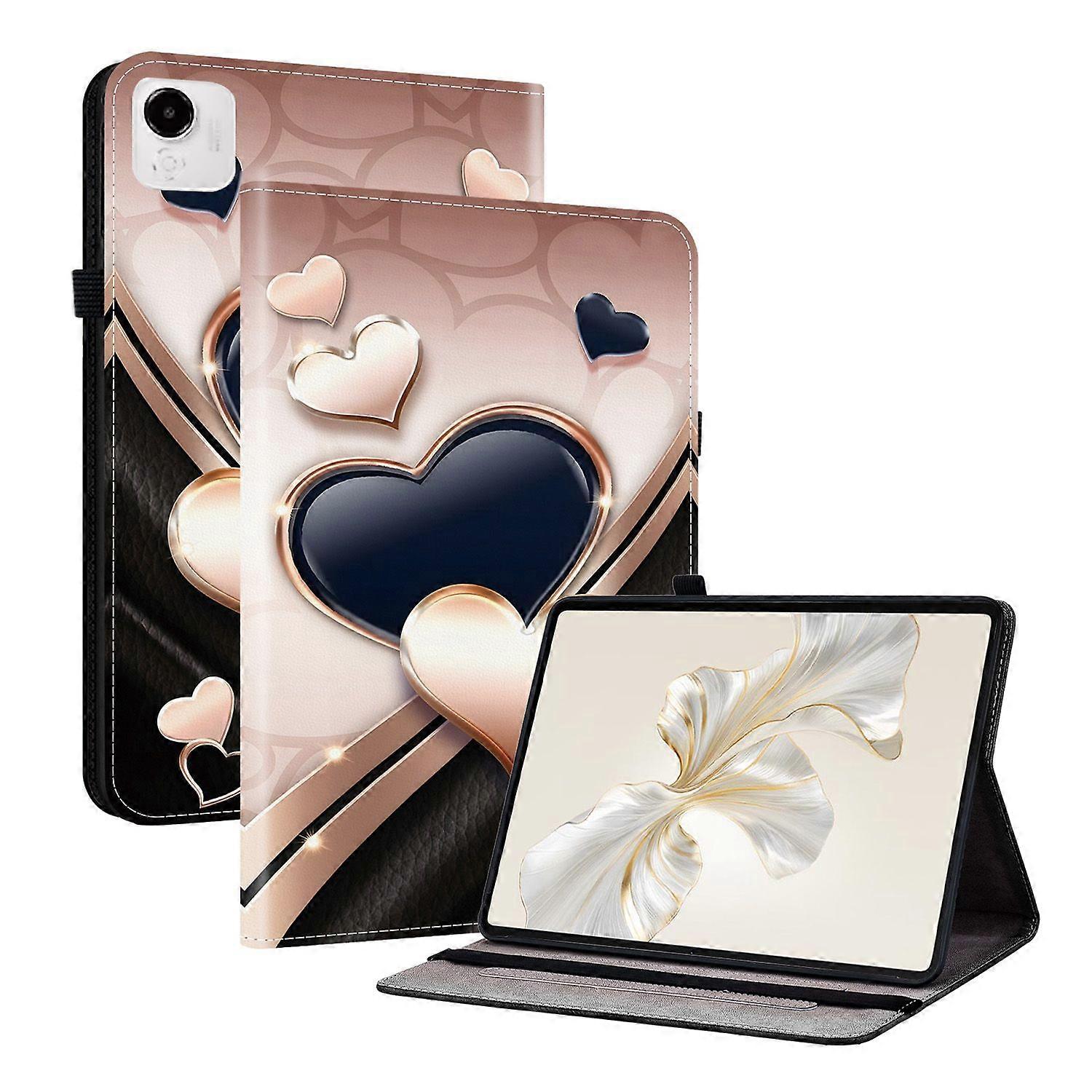 For Honor Pad X9a Leather Case Pattern Printed Stand Tablet Cover with Card Slots