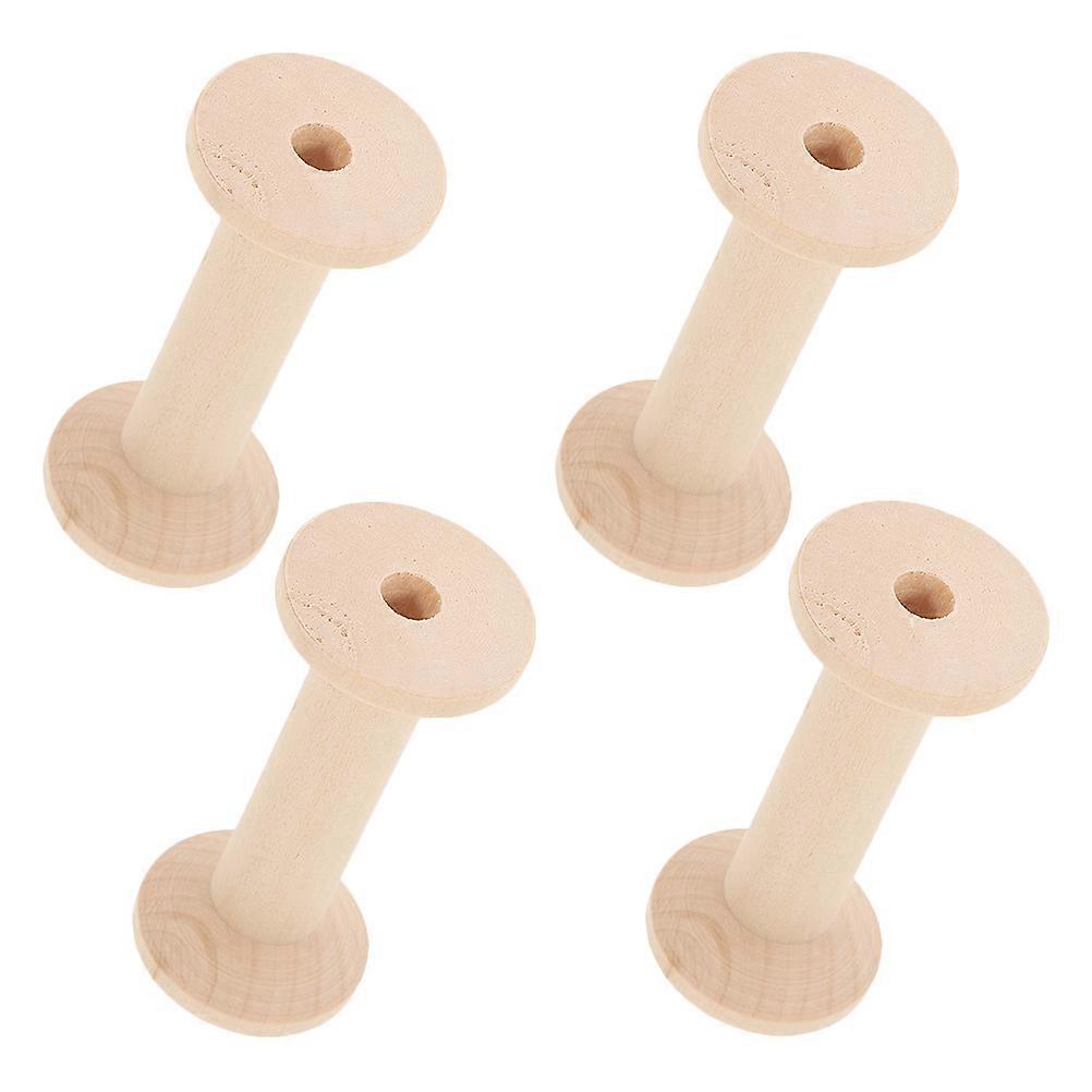 Wooden Empty Spools for Sewing 4Pcs Beige Thread Spools Set