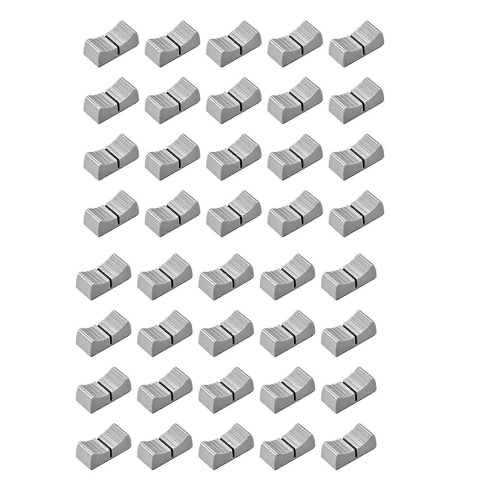40Pcs 24mmx11mmx10mm Console Mixer Slider Fader Knobs Replacement for Potentiometer Gray Knob Black Mark