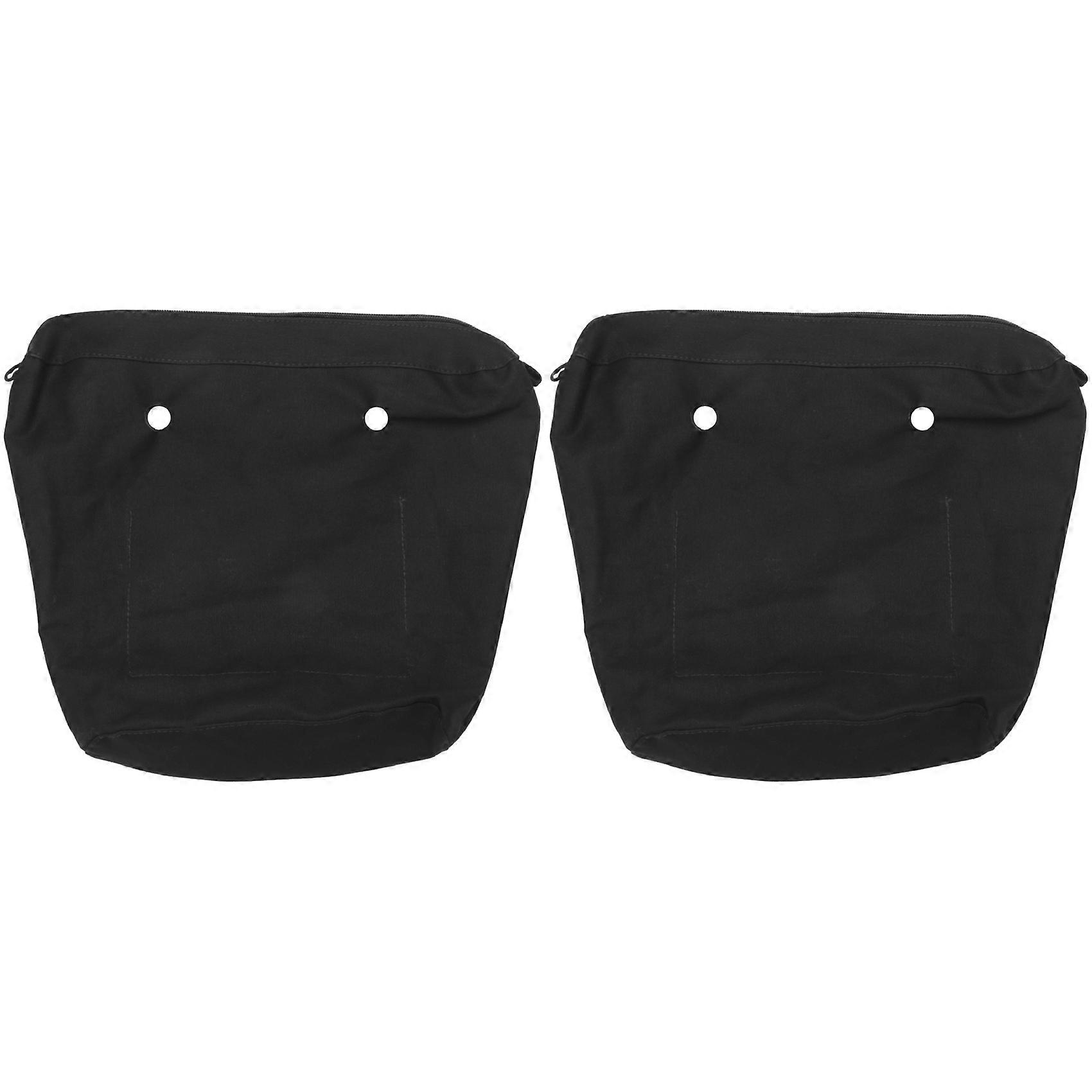 2X Waterproof Solid Canvas Insert Inner Lining Insert Zipper Pocket for Obag O Bag Handbag Bag Black Mini