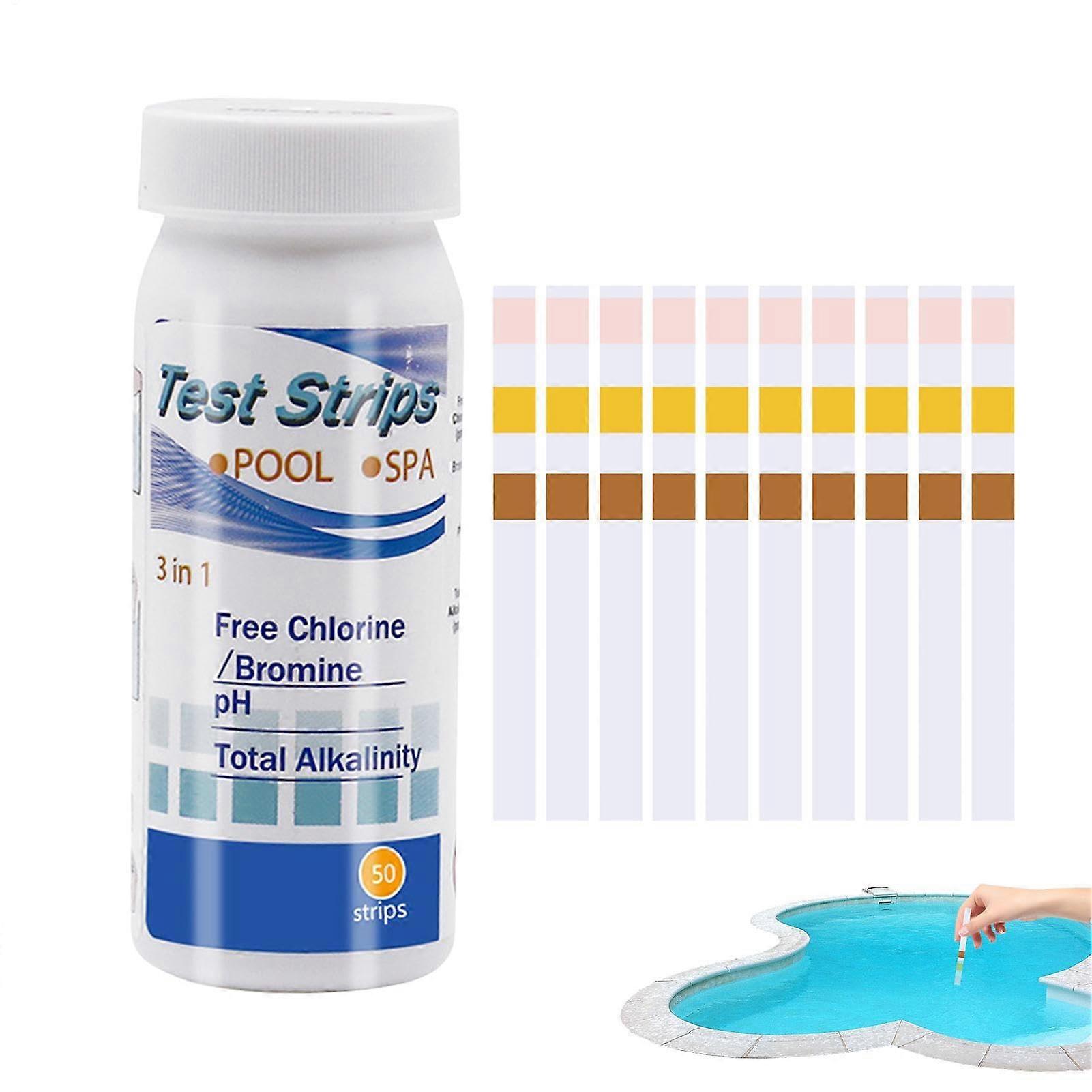 Pool Test Strips 7Way Water Testing Kit for Spa Hot Tub pH Chlorine Alkalinity, 50 Count