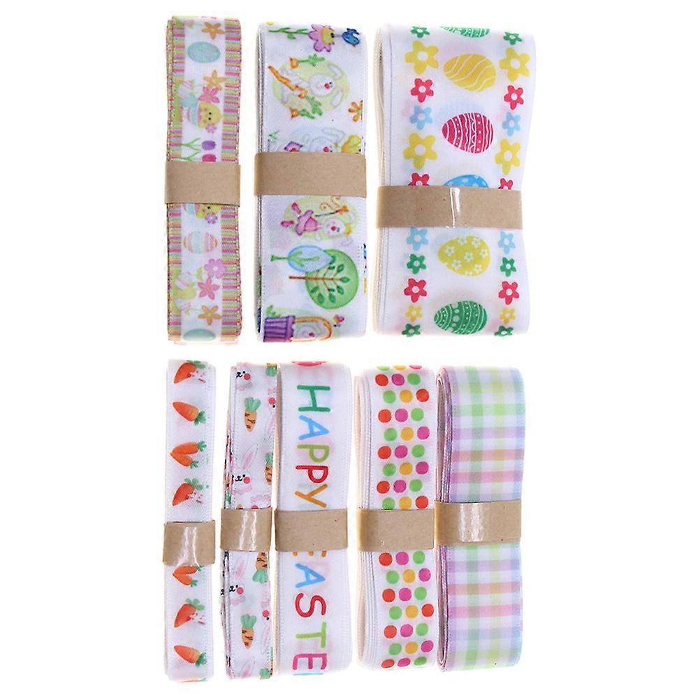Assorted Color Ribbon Craft Ribbon 8 Rolls for Easter Party Gift Packaging