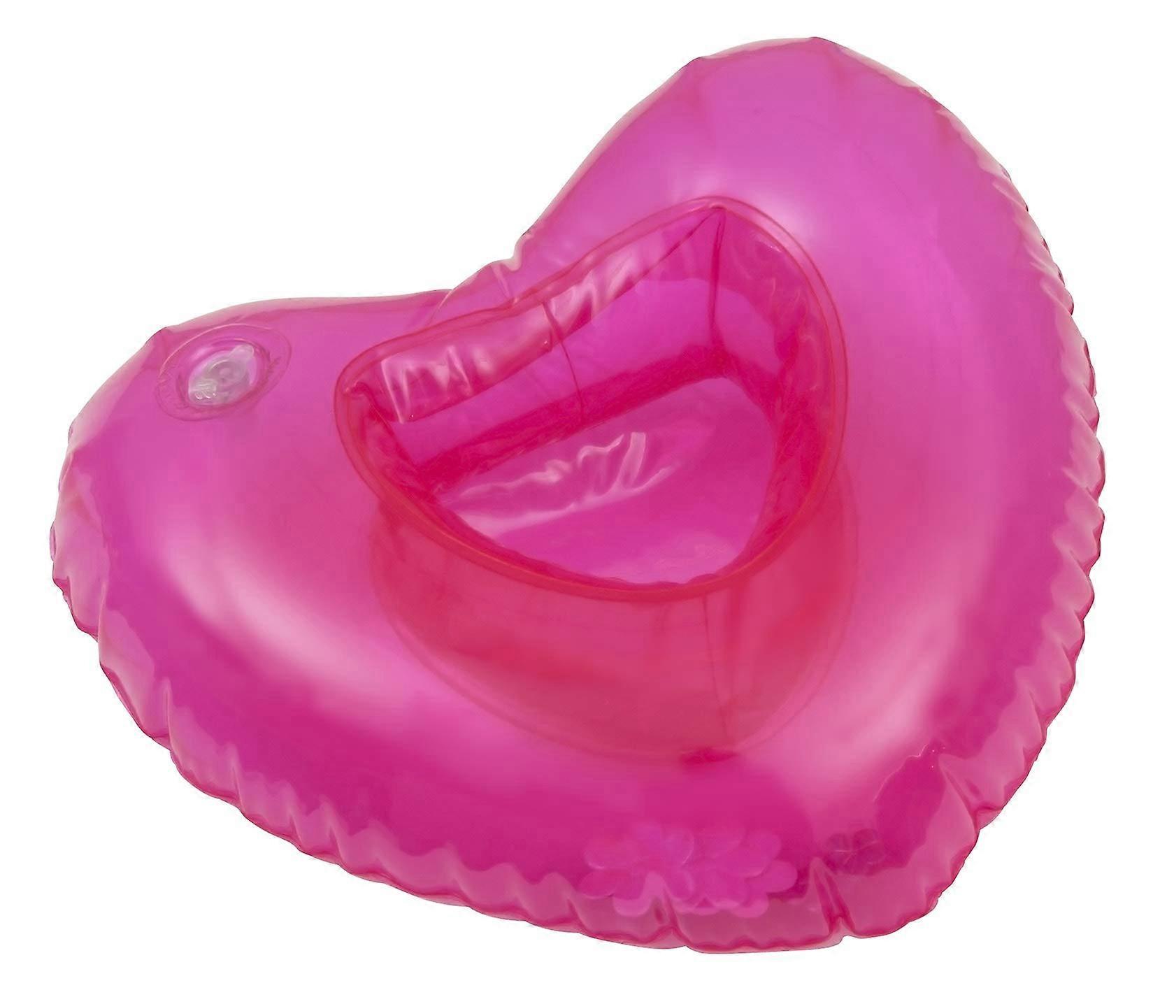 Inflatable Heart Drink Holder Pink 22cm Floating Pool Cup Holder for Beverages