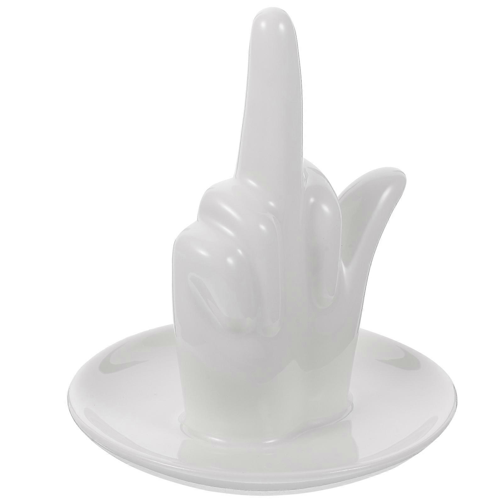 Ceramic Jewelry Tray Hand Modeling for Storage Use White Decorative Dish