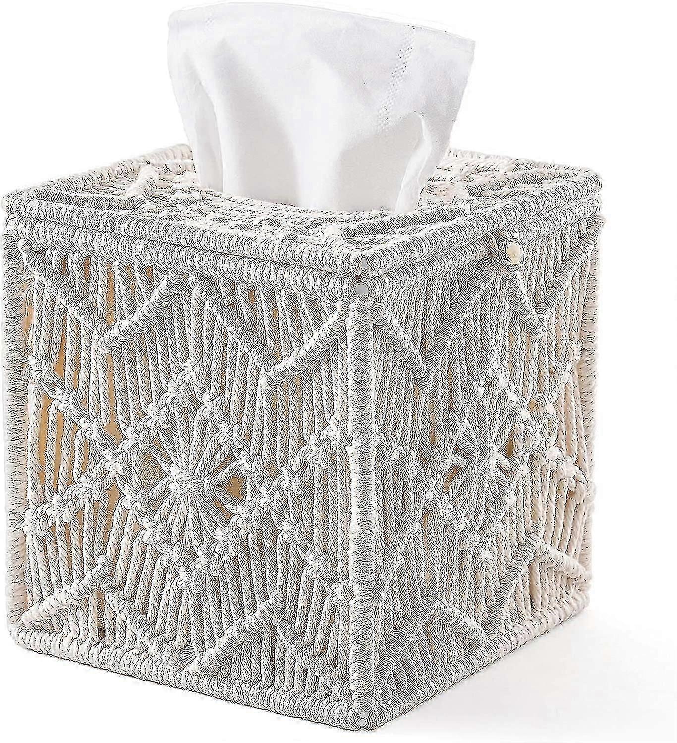 26-27 2024 Square Tissue Holder With Bead Buckle Macrame
