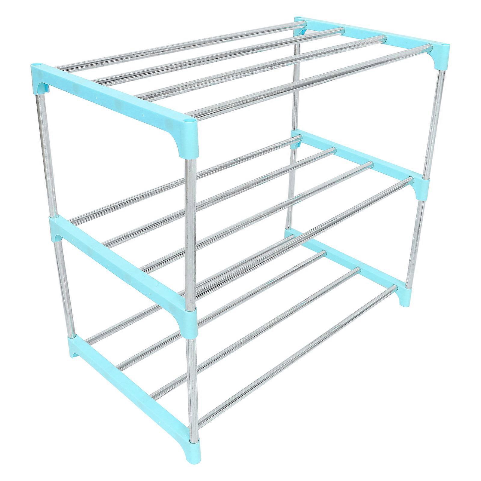 Shoe Storage Organizer Three-Layer Shoe Rack for Home Use 2Pcs Blue