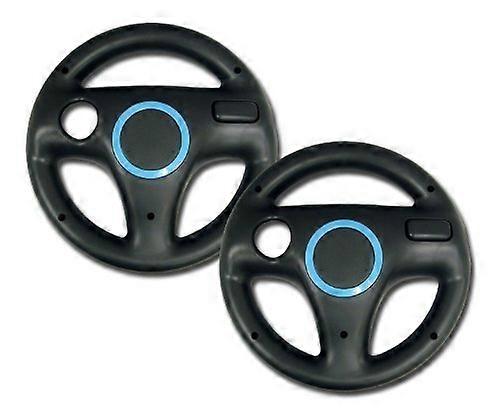 2pcs Wii Racing Wheel Compatible with Mario Kart, Ergonomic Nonslip Grip, Black Steering Controller