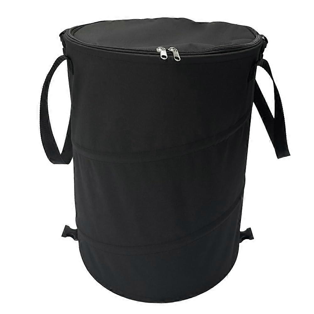 Foldable Camping Trash Can with Lid Large Capacity Portable Outdoor Garbage Bin Black