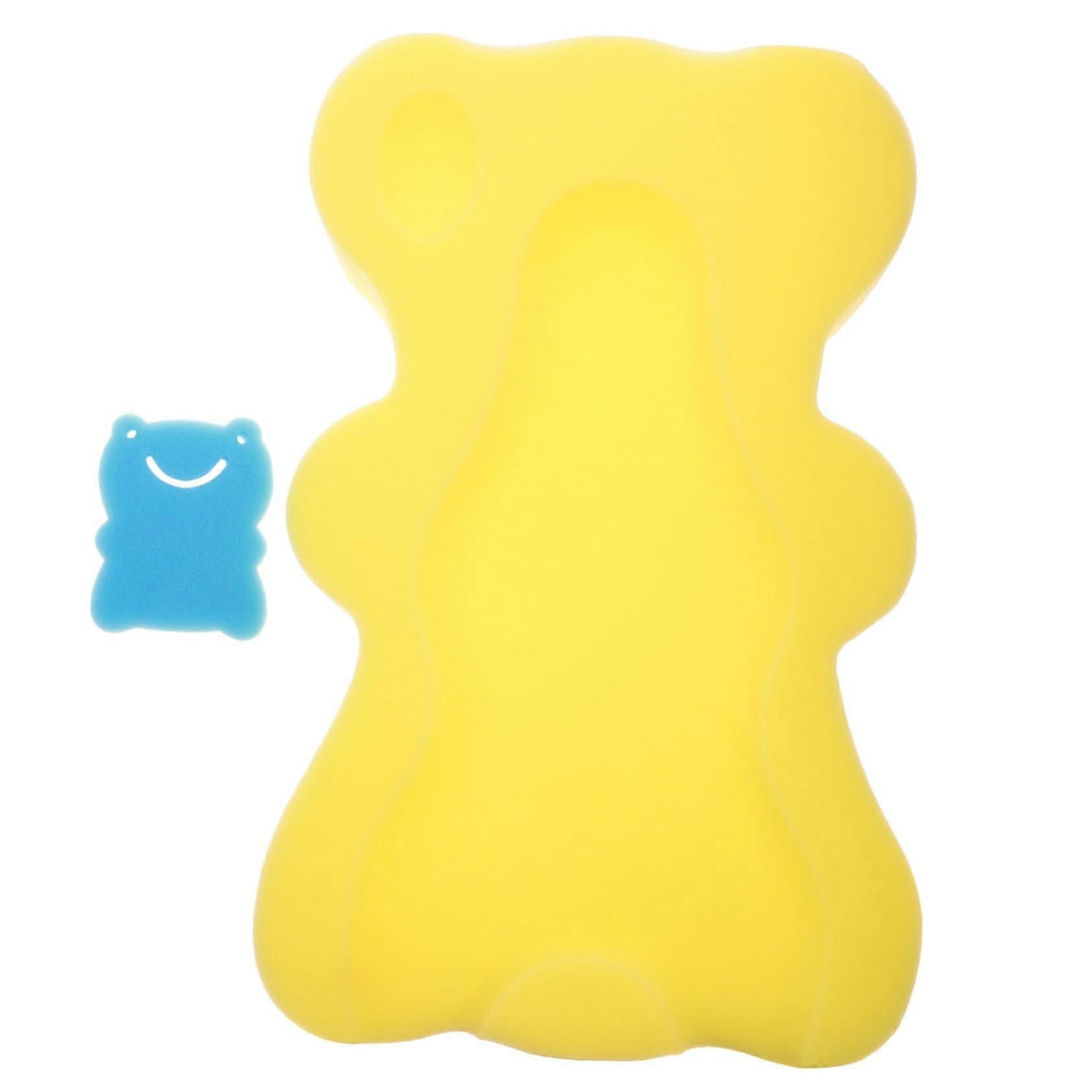 Baby Bath Sponge Cushion for Newborns, NonSlip QuickDrying Support with Soft Thick Padding, Yellow