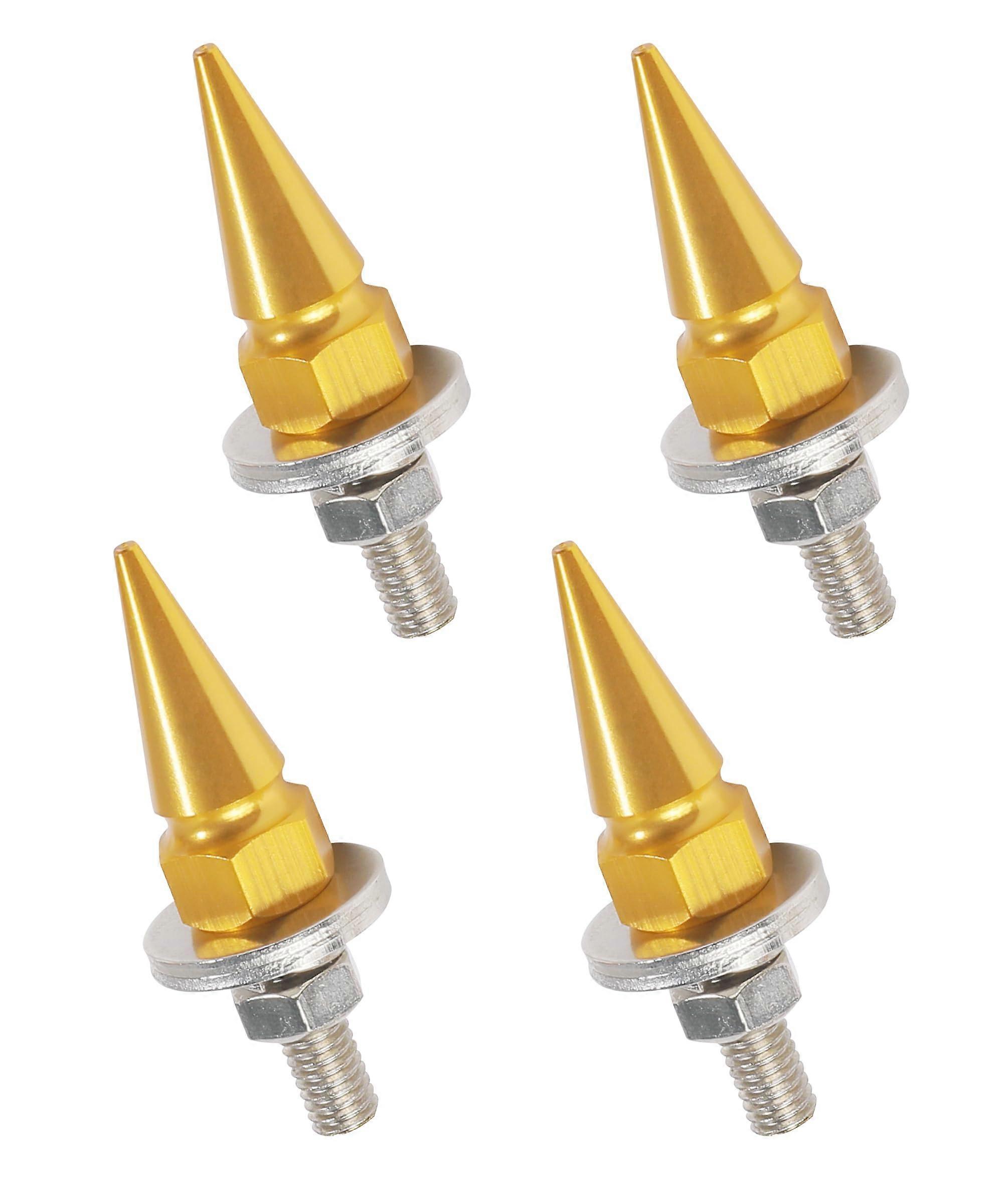 4PCS Gold Motorcycle License Plate Bolts Set, AntiTheft Spike Design, RustProof Aluminum Alloy